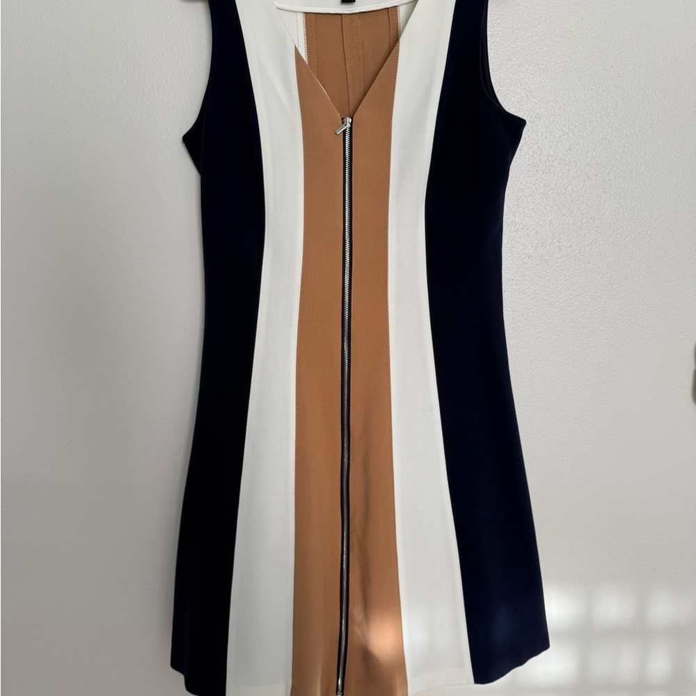 Ann Taylor Petite Tan and White Dress